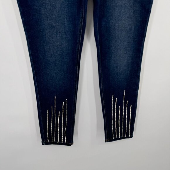 C.1948 Denim Mid-Rise Rhinestone Embellished Ankle Jeans Size 12 pockets stretch - Picture 5 of 12